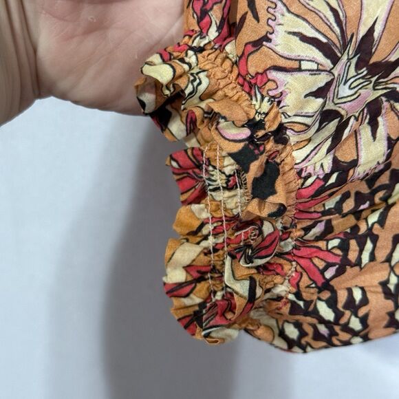 Maria Cher  Humahuaca Karly Lace-Up Orange Floral Boho Minidress Size XS Pockets - Picture 11 of 12